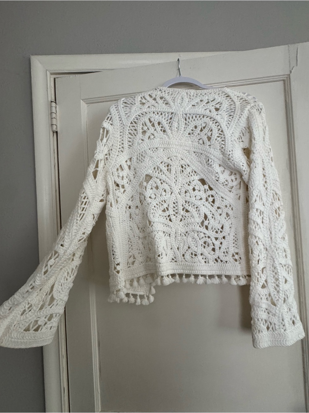 White Crochet Openwork Structured Jacket - Picture 2 of 2